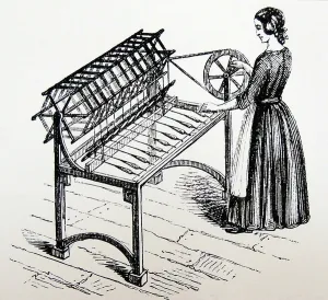 Prints of 2602550 Woman reeling cotton yarn; (add.info.: Woman reeling cotton yarn that has been spun on a spinning mule. Wood engraving, London, 1840.); Universal History Archive/UIG Related Prints: Woman Reeling Cotton Yarn Print, 1840