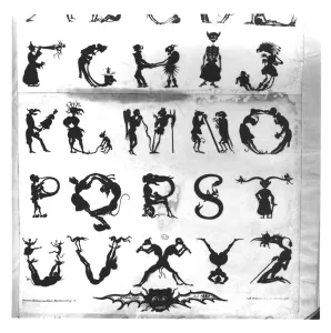 Devilish Alphabet, engraved by Delannois, 1825 (litho) (b/w photo) (detail Devilish Alphabet, engraved by Delannois, 1825 (litho) (b/w photo) (detail