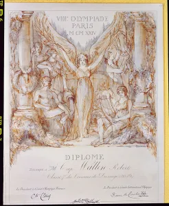 Diploma award from the VIII Olympiad, held in Paris, 1924 (colour litho) Diploma award from the VIII Olympiad, held in Paris, 1924 (colour litho)