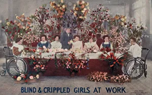 Disabled flower girls at work (coloured photo) Disabled flower girls at work (coloured photo)