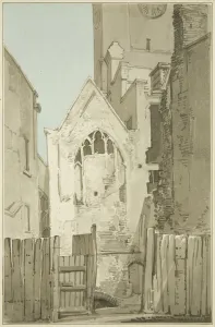 Discovery of east window of All Saints behind High Street (after the fire Discovery of east window of All Saints behind High Street (after the fire