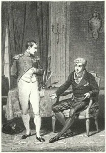 Discussion between Napoleon and Metternich at Dresden, 1813 (engraving) Discussion between Napoleon and Metternich at Dresden, 1813 (engraving)