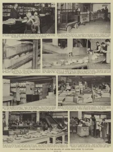 Dispatch, Stages preliminary to the delivery of goods from store to customer (b/w photo) Dispatch, Stages preliminary to the delivery of goods from store to customer (b/w photo)