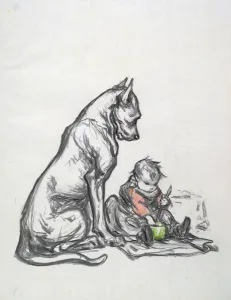 Dog and child, early 20th century (gouache on paper) Dog and child, early 20th century (gouache on paper)