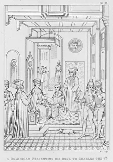 A Dominican presenting his book to Charles the 7th (engraving) A Dominican presenting his book to Charles the 7th (engraving)