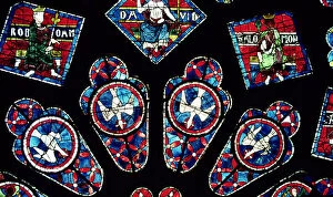 Images Dated 12th December 2005: Four doves, detail from the north rose window, c. 1223 (stained glass)