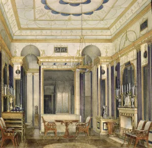 The Drawing Room of the Empress Maria Alexandrovna in the Great Palais in Tsarskoye Selo (w/c) The Drawing Room of the Empress Maria Alexandrovna in the Great Palais in Tsarskoye Selo (w/c)