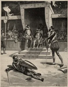 Duel between Francois de Vivonne de la Chataigneraie and Guy de Chabot Duel between Francois de Vivonne de la Chataigneraie and Guy de Chabot