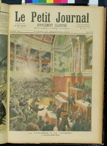 Dynamite Explodes in the Chamber of Deputies, front cover of Le Petit Journal' Dynamite Explodes in the Chamber of Deputies, front cover of Le Petit Journal'