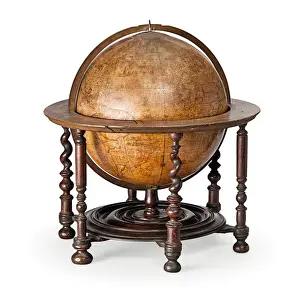 Early English terrestrial globe, c.1673 (engraving, brass, walnut & oak) Early English terrestrial globe, c.1673 (engraving, brass, walnut & oak)