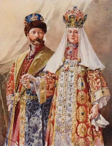 Emperor and Empress in Ancient Dress (colour litho) Emperor and Empress in Ancient Dress (colour litho)