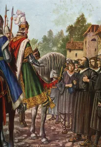 Emperor Frederic I Barberossa (1122-1190) on his second trip to Italy in 1158 passes the river Adda Emperor Frederic I Barberossa (1122-1190) on his second trip to Italy in 1158 passes the river Adda