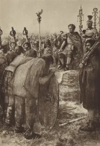 An Emperor receives the Submission of Barbarian Chiefs (litho) An Emperor receives the Submission of Barbarian Chiefs (litho)