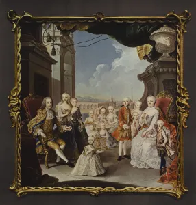 The Empress Maria Theresa and her family on the terrace of the Schonbrunn Palace The Empress Maria Theresa and her family on the terrace of the Schonbrunn Palace