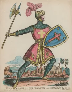 English actor Thomas Potter Cooke as Sir Roland the Constant in King Arthur (coloured engraving) English actor Thomas Potter Cooke as Sir Roland the Constant in King Arthur (coloured engraving)