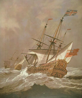 The English Ship Resolution in a Gale, c. 1680 (oil on canvas)