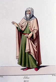 Engraving of the 19th century depicting a Jew around 1300 Engraving of the 19th century depicting a Jew around 1300