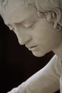 The Entombment and the swoon of the Virgin, detail: head of St. John (stone) The Entombment and the swoon of the Virgin, detail: head of St. John (stone)