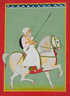 Equestrian Portrait of Durgadas Rathore, c.1800 (opaque pigments & gold on paper) Equestrian Portrait of Durgadas Rathore, c.1800 (opaque pigments & gold on paper)