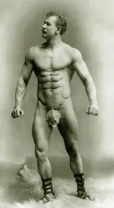 Eugen Sandow, in classical ancient Greco-Roman pose, c.1894 (b/w photo) Eugen Sandow, in classical ancient Greco-Roman pose, c.1894 (b/w photo)