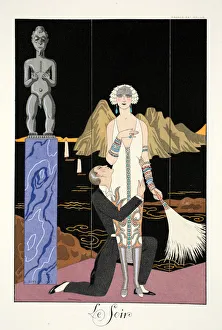 Evening, from Falbalas & Fanfreluches, Almanach des Modes Presentes, Passees et Futures, 1926 (colour litho) Evening, from Falbalas & Fanfreluches, Almanach des Modes Presentes, Passees et Futures, 1926 (colour litho)