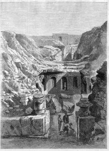 Excavations made in Senlis in 1868 - discovered Roman arenes around the city - Engraving Excavations made in Senlis in 1868 - discovered Roman arenes around the city - Engraving
