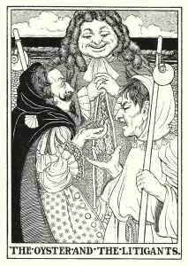 Fables of La Fontaine: The oyster and the litigants (litho) Fables of La Fontaine: The oyster and the litigants (litho)