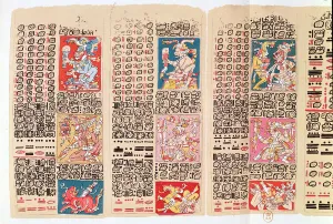 Facsimile copy of a page of the Dresden Codex (pen & ink on paper) (see also 82558) Facsimile copy of a page of the Dresden Codex (pen & ink on paper) (see also 82558)