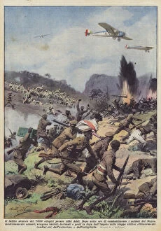 Related Images Collection: The failed attack by the 7000 Ethiopians on Abbi Addi (colour litho)