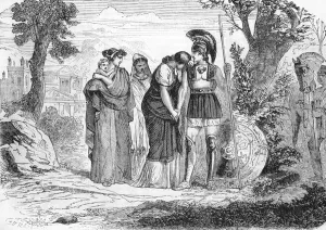 The farewell of Hector and Andromaque (engraving) 1864 The farewell of Hector and Andromaque (engraving) 1864