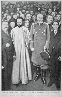 Related Images Collection: Father Gabon, leader of the strike movement, in St. Petersburg with General Fullon, 1905 (litho)