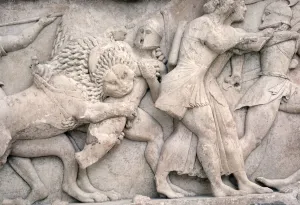 Fighting outside Troy, frieze from the Siphnian Treasury, c.525 BC (marble) Fighting outside Troy, frieze from the Siphnian Treasury, c.525 BC (marble)