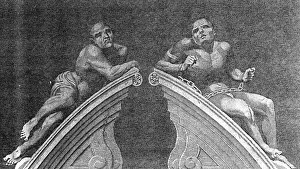 Figures over the Gateway of Bethlehem Hospital, engraved by A Figures over the Gateway of Bethlehem Hospital, engraved by A