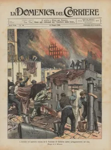 The fire in the Italian neighborhood of San Francisco in California courageously extinguished with wine (Colour Litho) The fire in the Italian neighborhood of San Francisco in California courageously extinguished with wine (Colour Litho)