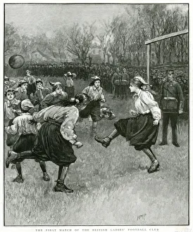 The first match of the British Ladies Football Club (engraving) The first match of the British Ladies Football Club (engraving)