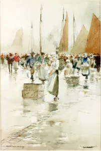 Fish Market (charcoal & w/c on paper pasted on card) Fish Market (charcoal & w/c on paper pasted on card)
