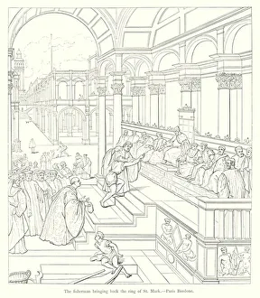 The fisherman bringing back the ring of St Mark (engraving) The fisherman bringing back the ring of St Mark (engraving)
