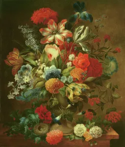 Flower Still Life with Bird Nest (oil on canvas) Flower Still Life with Bird Nest (oil on canvas)
