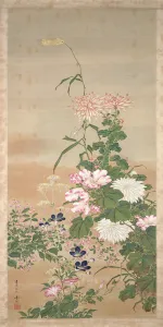 Flowers in autumn, 1826 (ink, colours and gold on silk) Flowers in autumn, 1826 (ink, colours and gold on silk)