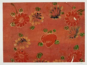 Red Background Flowers Prints: Flowers on a red background