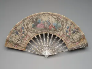 Folding fan with a courting scene and musical trophies, c Folding fan with a courting scene and musical trophies, c