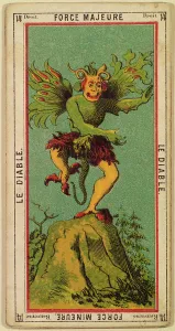 Force Majeure, The Devil tarot card (coloured engraving) Force Majeure, The Devil tarot card (coloured engraving)