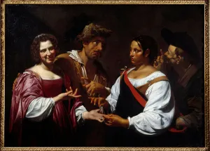 The fortune teller Painting by Simon Vouet (1590-1649) 1620 Sun The fortune teller Painting by Simon Vouet (1590-1649) 1620 Sun