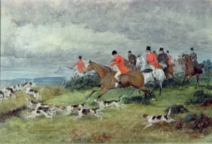 Fox Hunting in Surrey, 19th century (watercolour) Fox Hunting in Surrey, 19th century (watercolour)