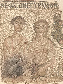 Fragment of a Floor Mosaic: Adam and Eve, late 400s-early 500s (marble & stone tesserae) Fragment of a Floor Mosaic: Adam and Eve, late 400s-early 500s (marble & stone tesserae)