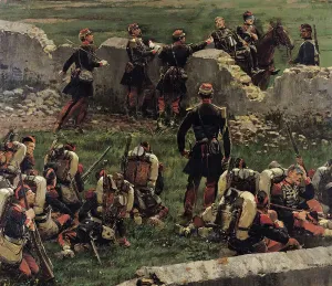 Fragment of the Panorama of the battle of Rezonville (16th August 1870), 1883 (oil Fragment of the Panorama of the battle of Rezonville (16th August 1870), 1883 (oil