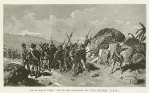 Francisco Pizarro urging his Comrades to the Conquest of Peru (engraving) Francisco Pizarro urging his Comrades to the Conquest of Peru (engraving)