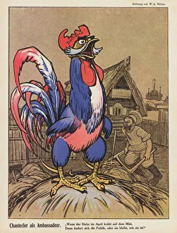 The French cockerel as ambassador to Russia (colour litho) The French cockerel as ambassador to Russia (colour litho)