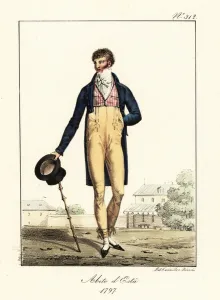 French dandy or Incroyable in summer outfit 1797 For sale as
