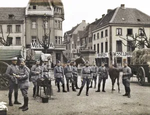French soldiers in the marketplace at Ratingen, following the occupation of the Rhineland French soldiers in the marketplace at Ratingen, following the occupation of the Rhineland